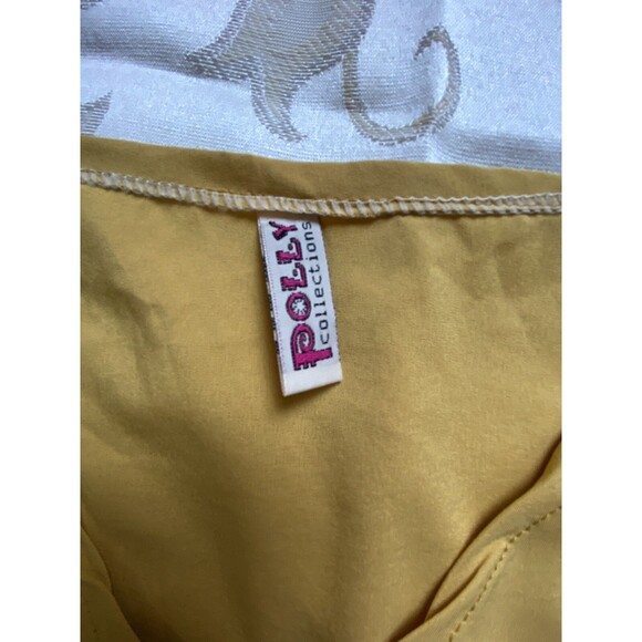 Polly Collections Women's Shirt Top Short Sleeve Yellow Stretch One Size Fits M - Picture 3 of 10